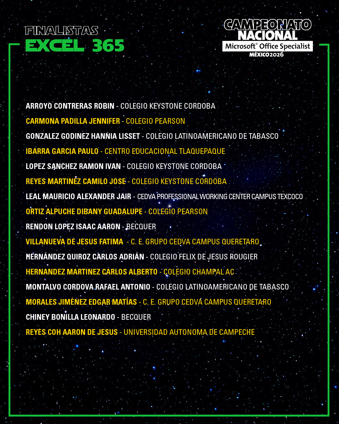 Finalistas Excel 365