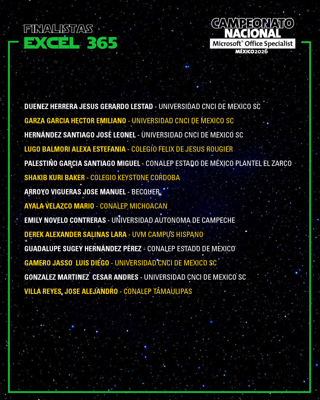 Finalistas Excel 365